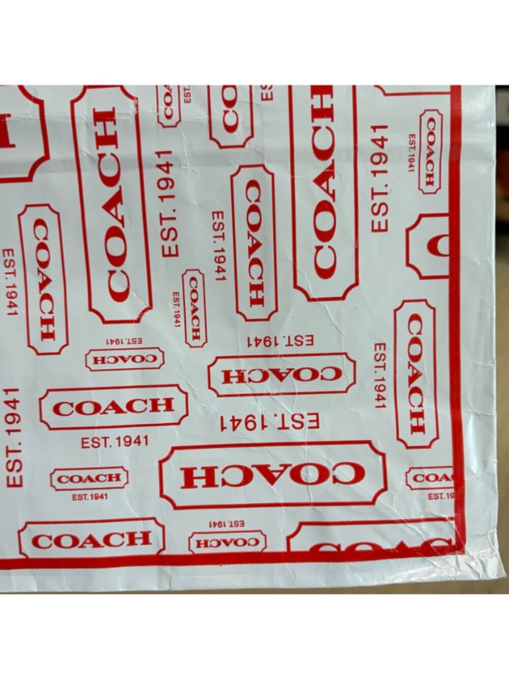 Vintage Coach Logo Print 2011 Top Handle Shopping Gift Bag Red White Paper - Picture 7 of 9